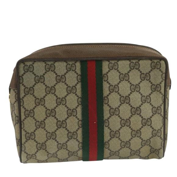 GUCCI GG Supreme Web Sherry Line Clutch Bag Pvc Beige 89 01 012 - Picture 13 of 16